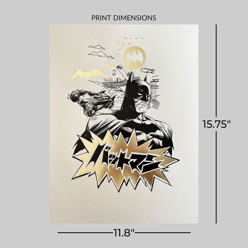 DC Comics Batman™ Core (Black & Gold) Foil Letterpress Poster Art Print  View 2