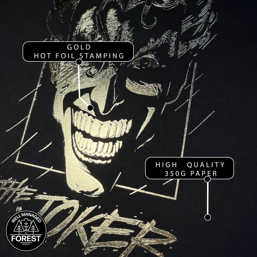DC Comics The Joker (Gold) Foil Letterpress Poster Art Print  View 4