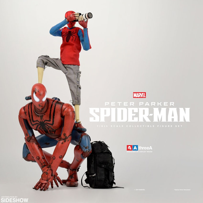 threea SpiderMan Ashleywood 1/6 フィギュア Marvel Peter Parker and Spider-man Sixth Scale Figure Set by