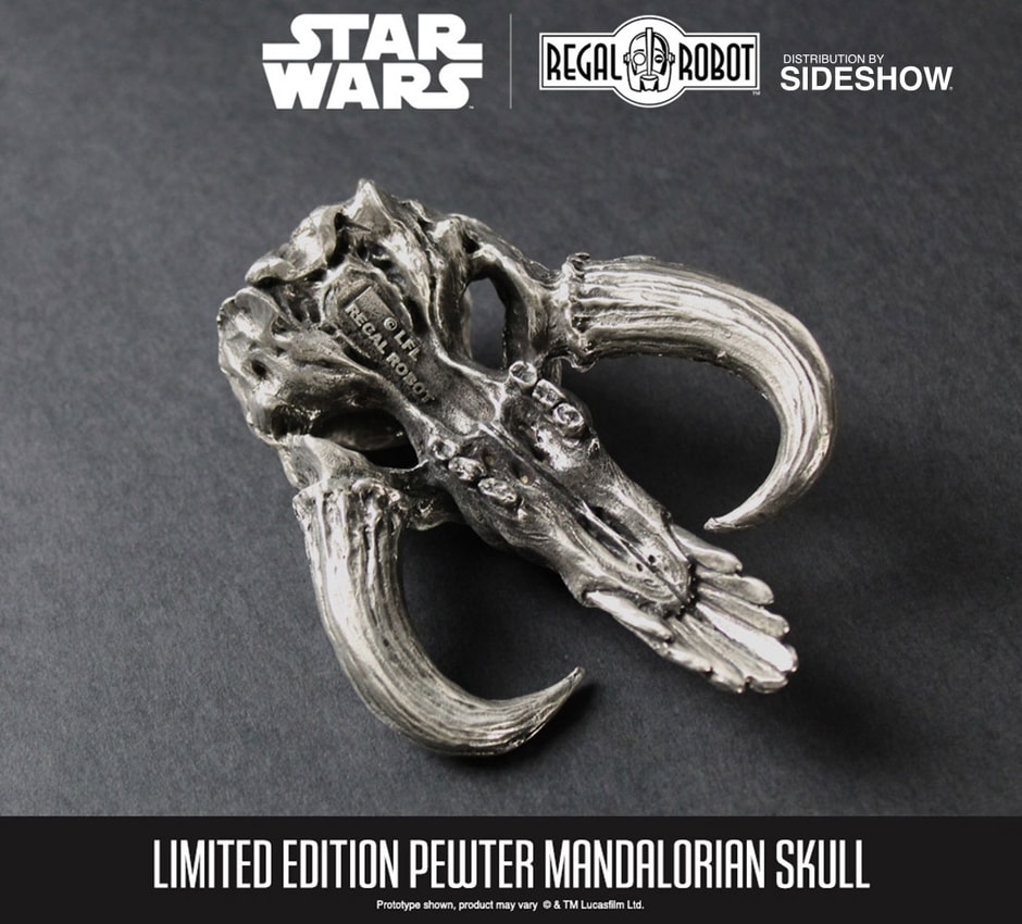 Star Wars Mandalorian Skull Pewter Mini Sculpture Statues - Prototype Shown View 2