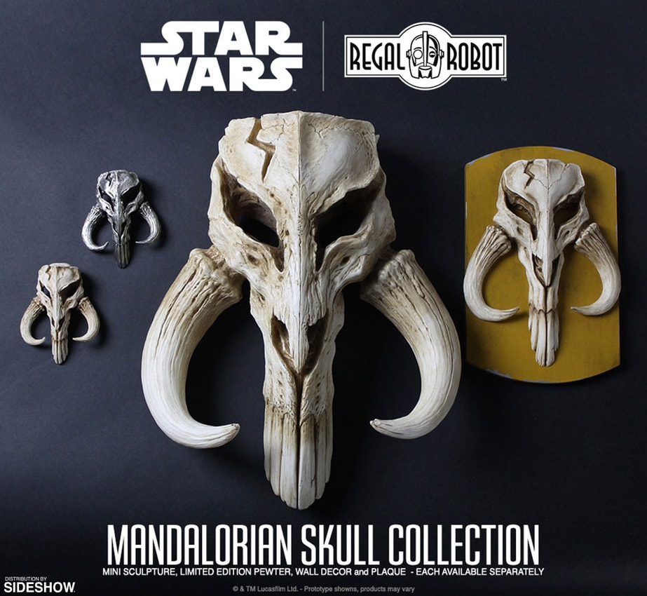 Star Wars Mandalorian Skull Plaque Statues - Prototype Shown View 6