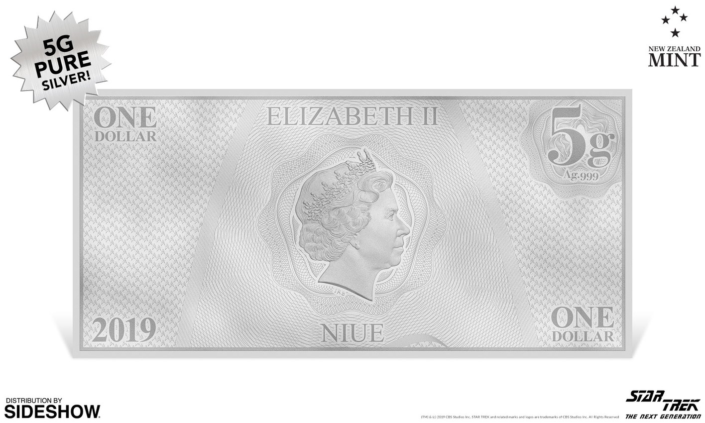 Star Trek William T. Riker Silver Coin Note Silver Collectible - Prototype Shown View 5