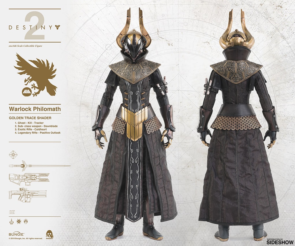 Three zero Destiny Warlock ディスティニー フィギュア Destiny 2 Warlock Philomath (Golden Trace Shader) Sixth