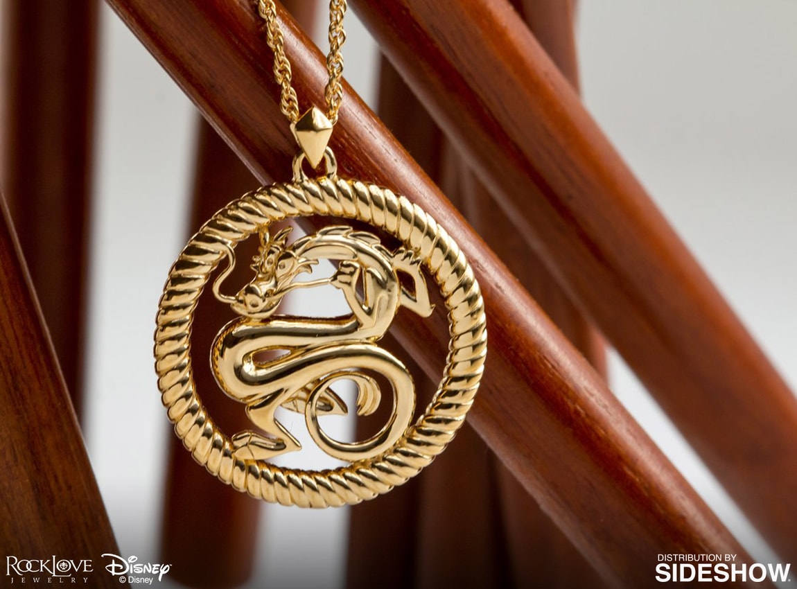 Disney Mushu Medallion (Gold) Necklace Jewelry - Prototype Shown View 1