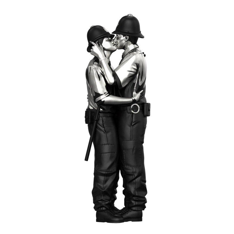 Brandalised Kissing Coppers (Platinum Edition) Polystone Statue - Prototype Shown View 6
