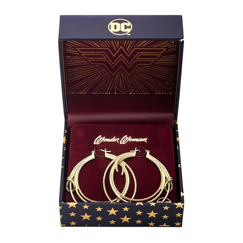 DC Comics Wonder Woman Lasso Hoop Earrings (Gold) Jewelry - Prototype Shown View 5
