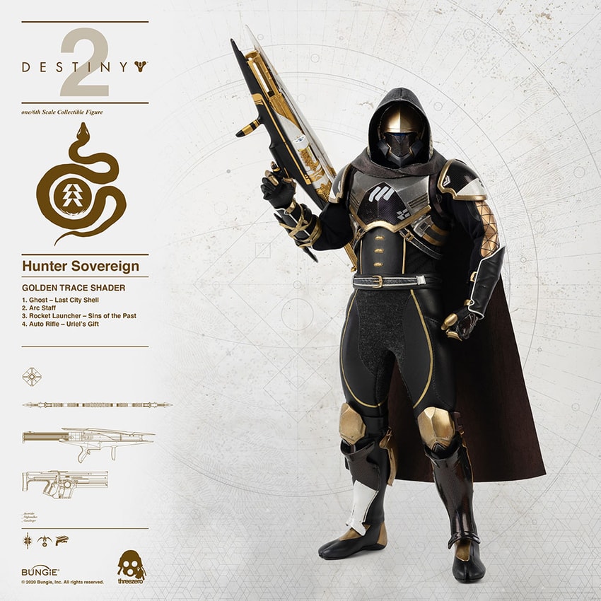 Destiny Hunter Sovereign (Golden Trace Shader) Sixth Scale Figure - Prototype Shown View 1