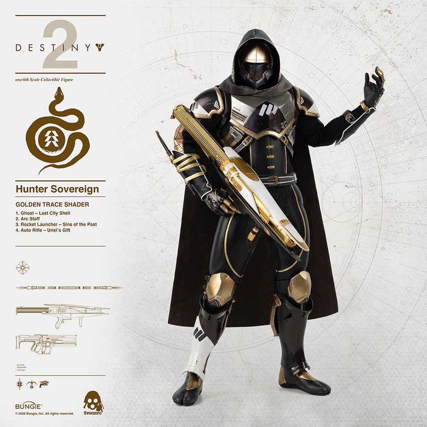 Destiny Hunter Sovereign (Golden Trace Shader) Sixth Scale Figure - Prototype Shown View 2