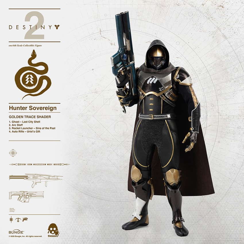 Destiny Hunter Sovereign (Golden Trace Shader) Sixth Scale Figure - Prototype Shown View 3
