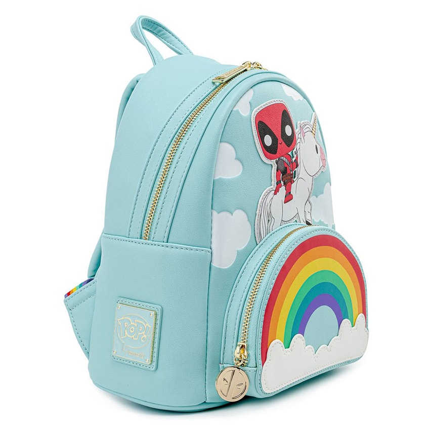 deadpool logo die cut mini backpack Deadpool 30th Anniversary Unicorn Rainbow Mini Backpack by Loungefly