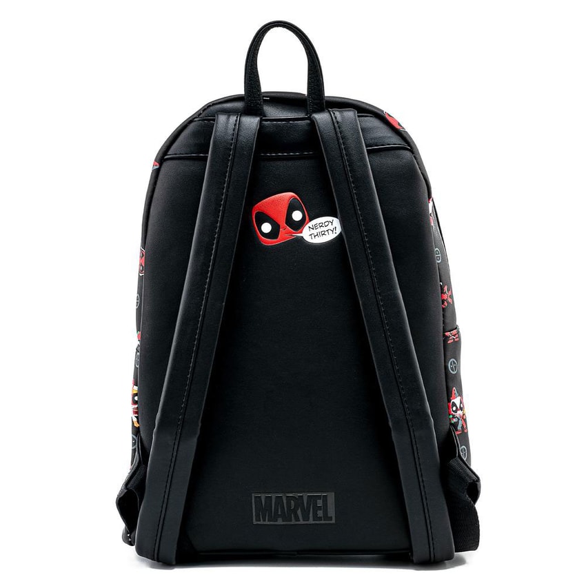 deadpool logo die cut mini backpack Deadpool 30th Anniversary AOP Mini Backpack by Loungefly