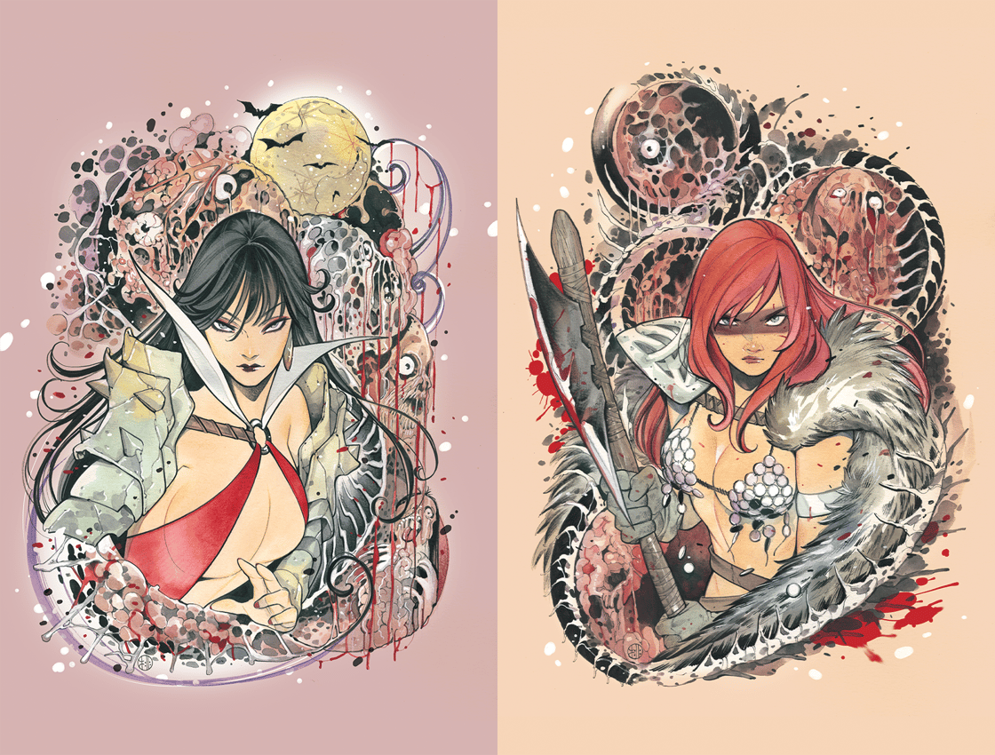 Die!namite #1 Red Sonja & Vampirella (Special Virgin Peach Momoko Covers) View 3