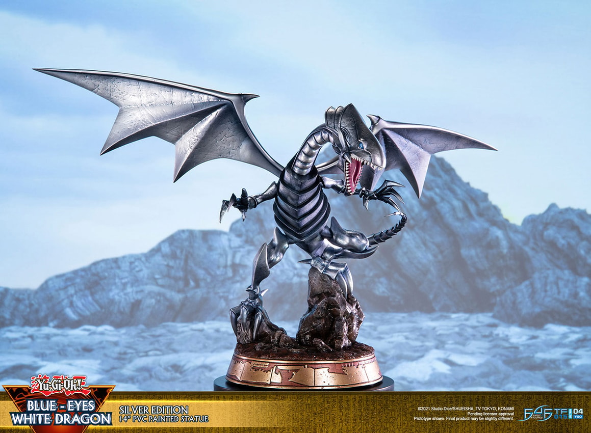 Yu-Gi-Oh! Blue-Eyes White Dragon (Silver Variant) Statues - Prototype Shown View 1