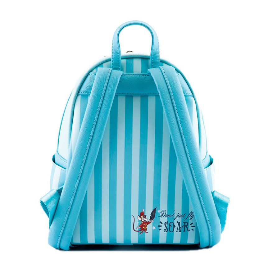 dumbo striped mini backpack Exclusive Circus Tent Light Up | Officially Licensed | Plastic the back includes a portrait of Timothy Loungefly Disney Dumbo Icons Mini