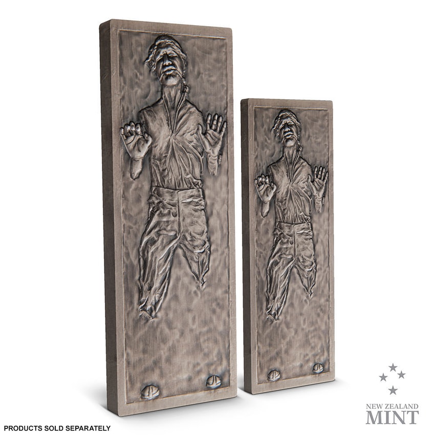 貴重！ミニチュア人形1914製・銀レア品 Han Solo in Carbonite 1oz Silver Coin by New Zealand Mint