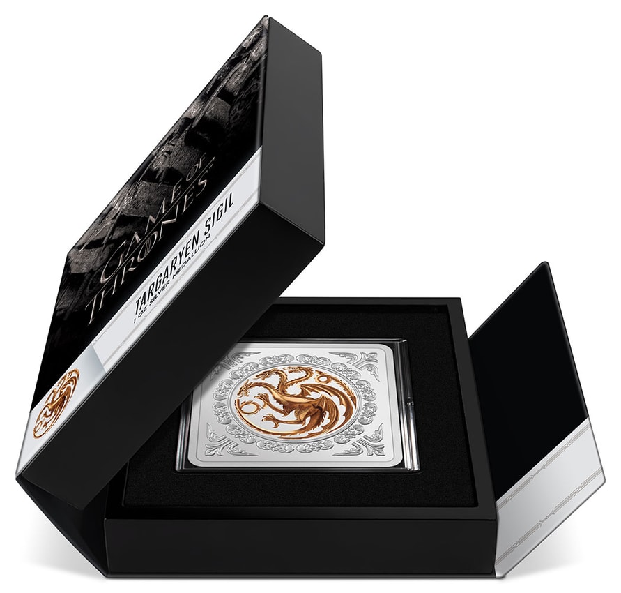 Game of Thrones Targaryen Sigil 1oz Silver Medallion Silver Collectible - Prototype Shown View 6