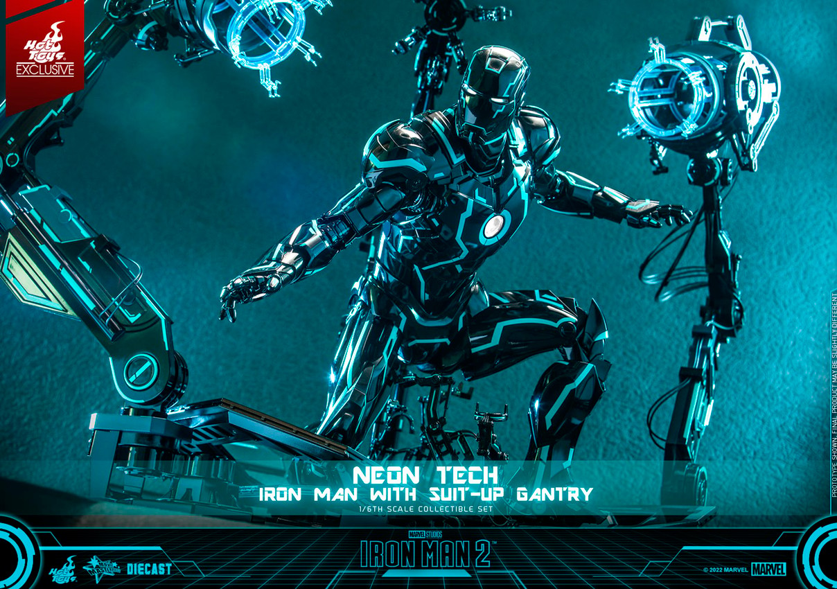 Neon Tech Iron Man with Suit-Up Gantry- Prototype Shown View 2