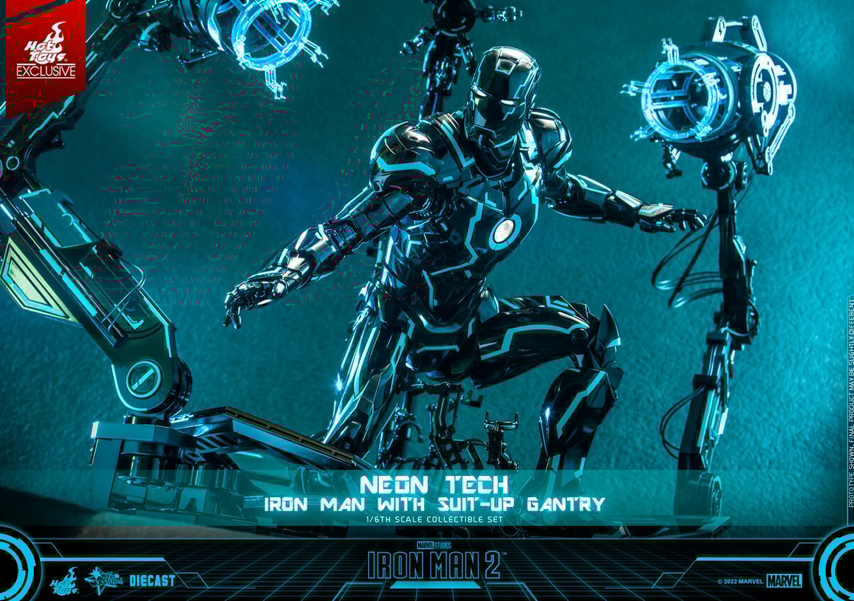 Neon Tech Iron Man with Suit-Up Gantry- Prototype Shown View 2