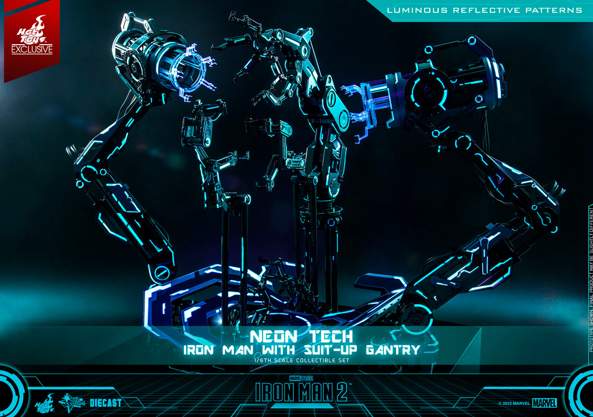 Neon Tech Iron Man with Suit-Up Gantry- Prototype Shown View 5