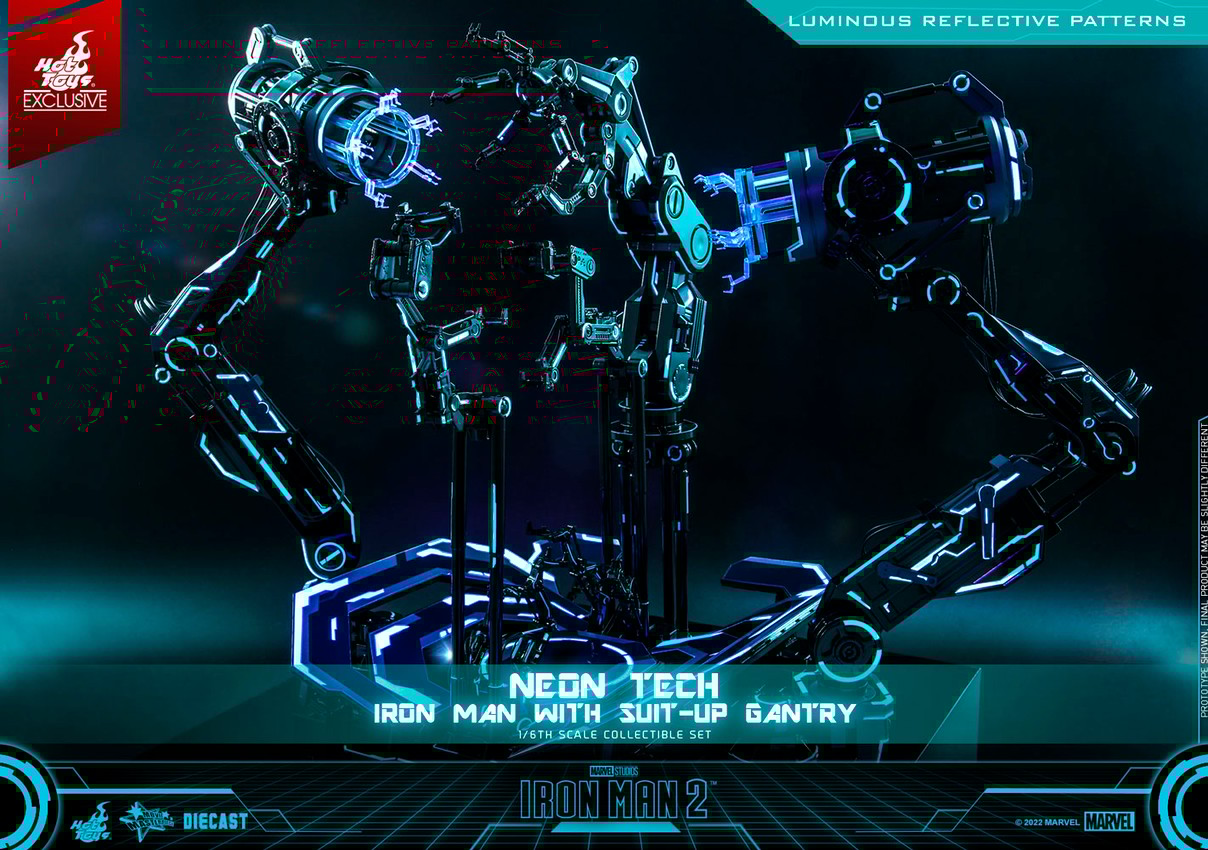 Neon Tech Iron Man with Suit-Up Gantry- Prototype Shown View 5
