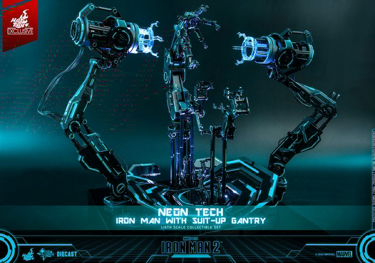 Neon Tech Iron Man with Suit-Up Gantry- Prototype Shown View 4