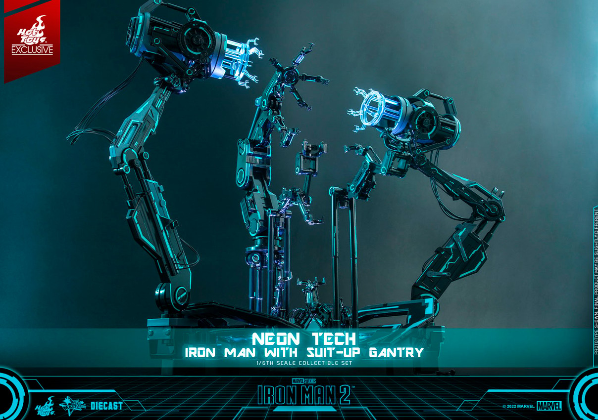 Neon Tech Iron Man with Suit-Up Gantry- Prototype Shown View 3