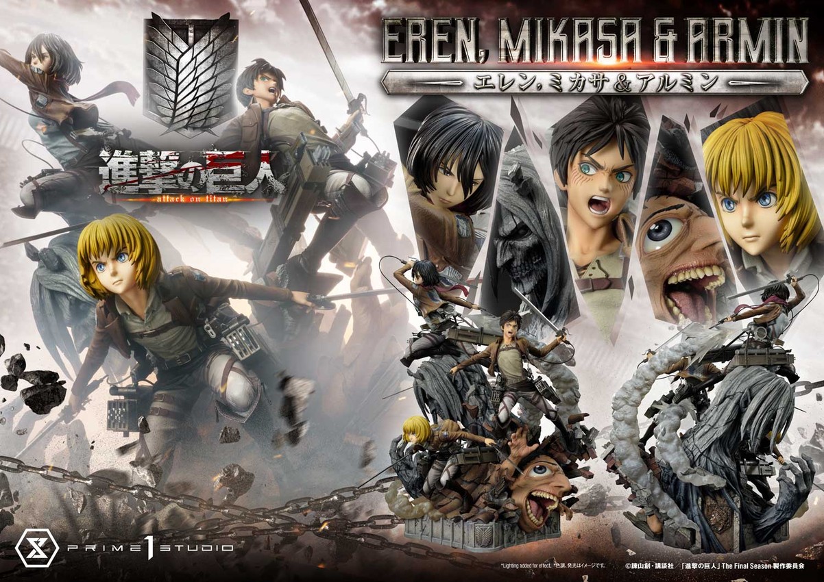 Eren, Mikasa, & Armin Quarter Scale Statue by Prime 1 Studio