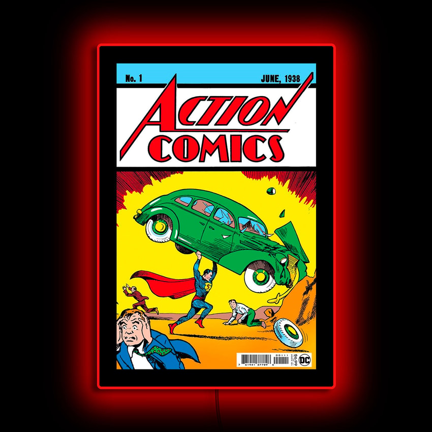 DC Comics Superman Action Comics Mini Poster Plus LED Illuminated Sign Wall Light - Prototype Shown View 1