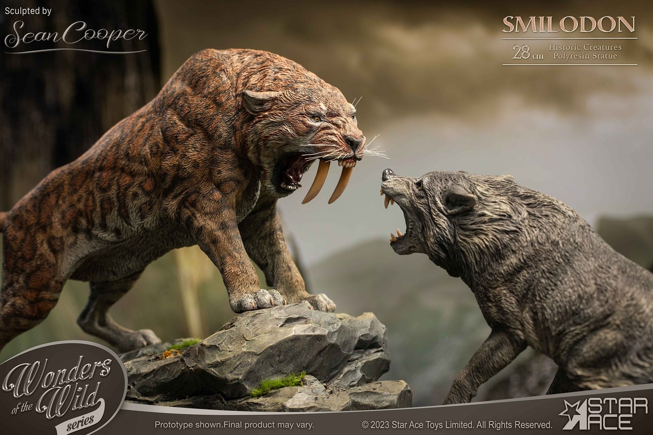 Pre-Historic Creatures Smilodon & Dire Wolf Twin Pack Set Statues - Prototype Shown View 6