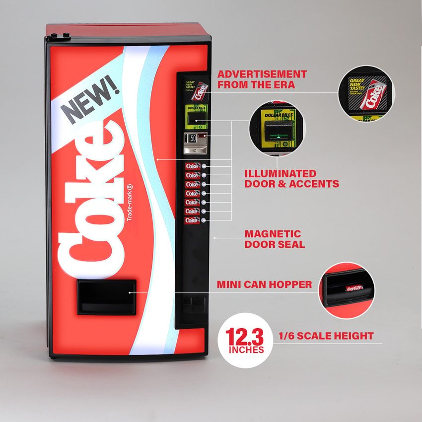 Coca-Cola Vending Machine Mini Fridge Scaled Replica by New Wave Toys, LLC.