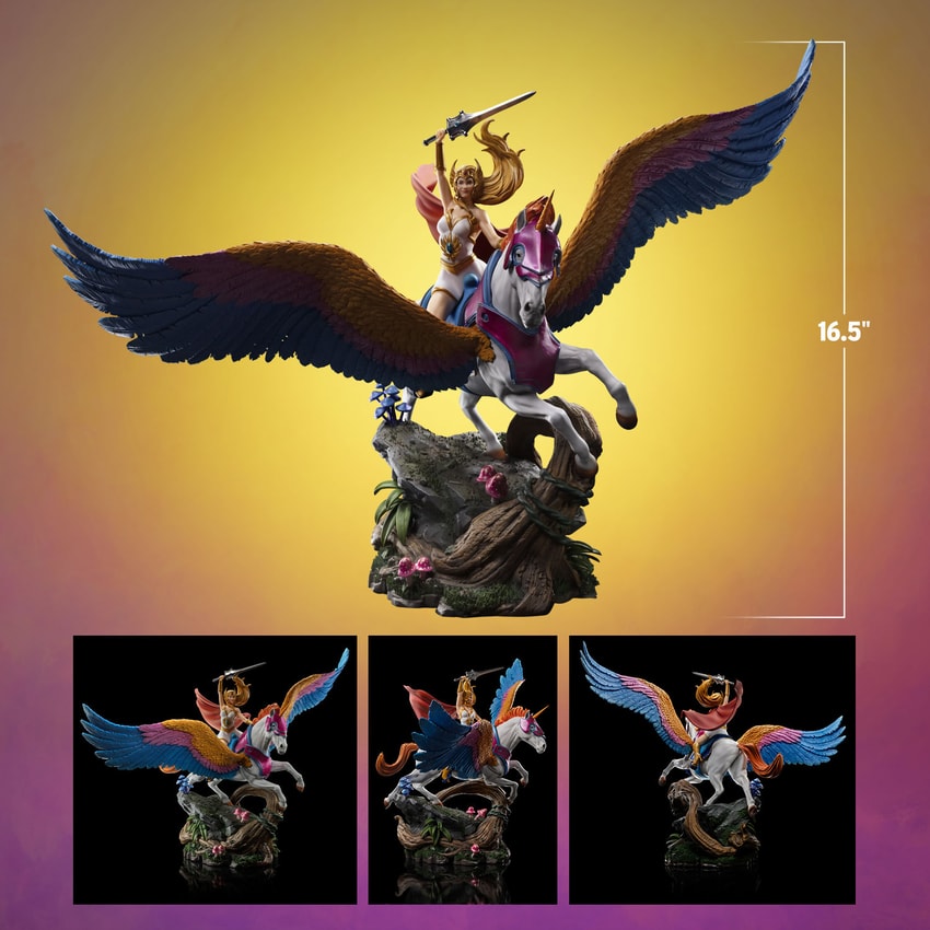 Masters of the Universe She-Ra and Swift Wind Deluxe 1:10 Scale Statue - Prototype Shown View 2