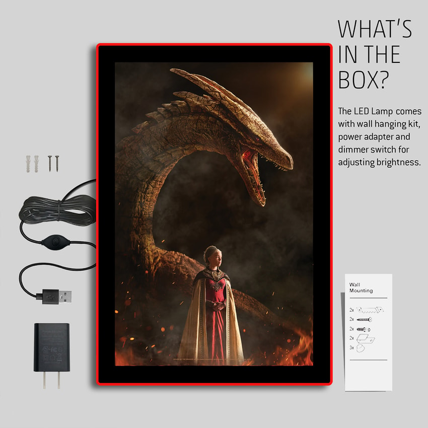 Game of Thrones Game of Thrones House of the Dragon LED Mini Poster Wall Light  View 5