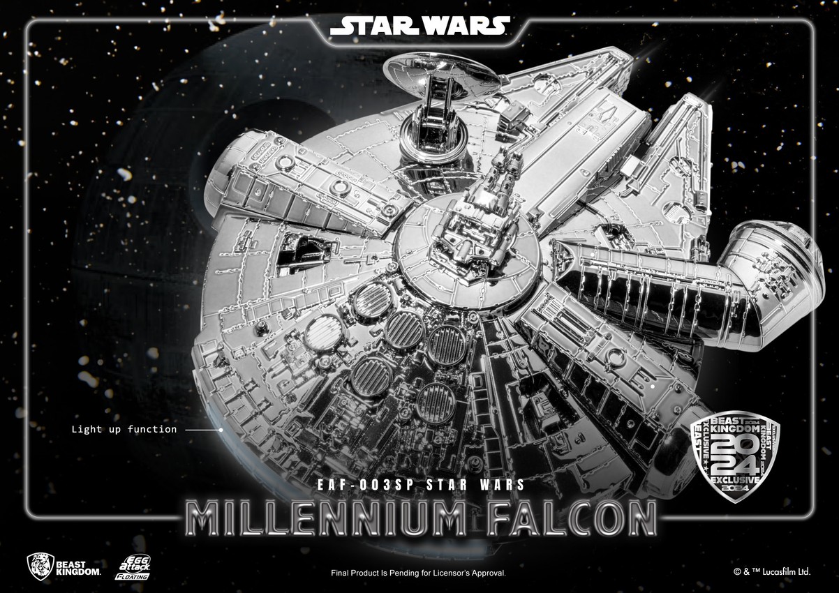 Star Wars Millennium Falcon Floating Maglev (Electroplated Metallic Colors Version) Collectible Figure - Prototype Shown View 4