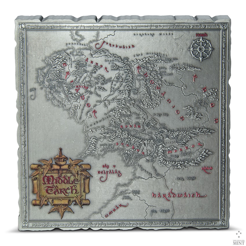 The Lord of the Rings Middle Earth Map 5oz Silver Coin Silver Collectible - Prototype Shown View 2