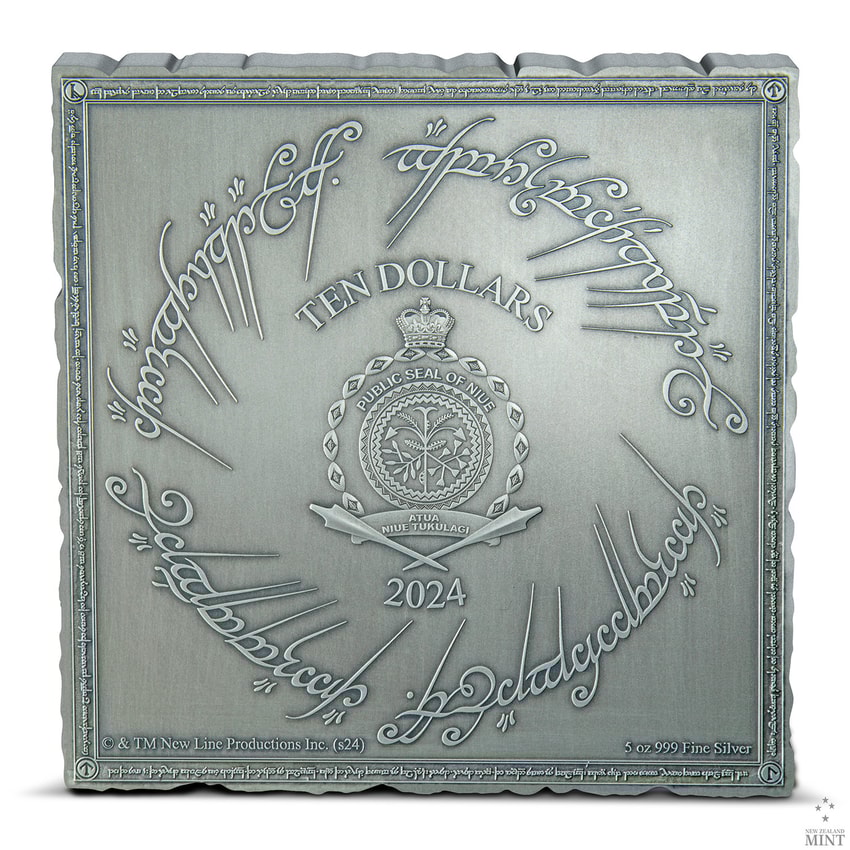 Middle Earth Map 5oz Silver Coin by New Zealand Mint | Sideshow