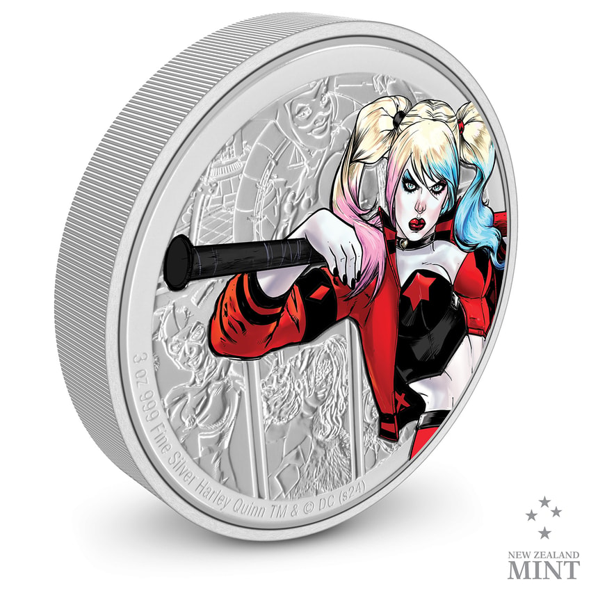 Harley Quinn 3oz Silver Coin- Prototype Shown View 2