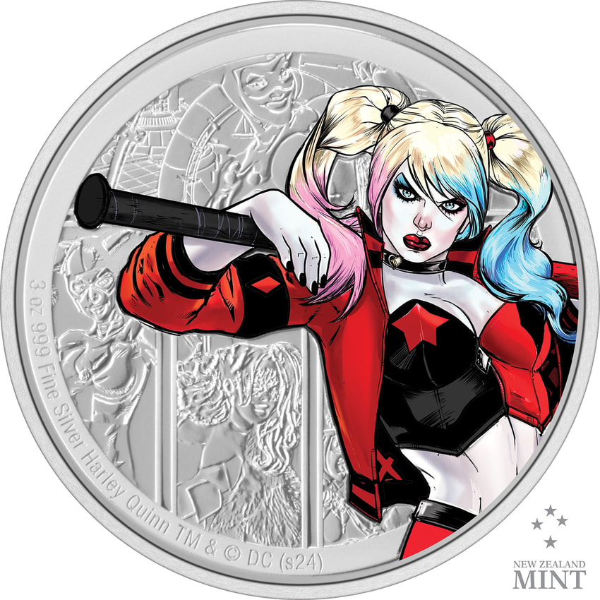 Harley Quinn 3oz Silver Coin- Prototype Shown View 4