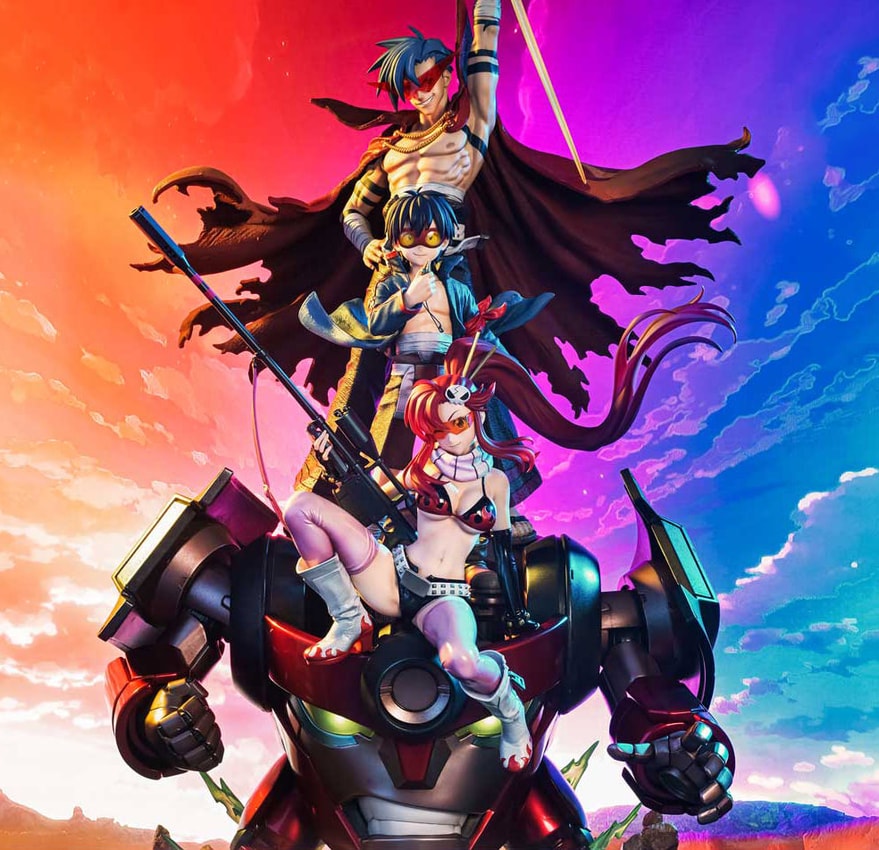Tengen Toppa Gurren Lagann Kamina, Simon & Yoko with Lagann (Deluxe Bonus Version) Quarter Scale Statue - Prototype Shown View 1