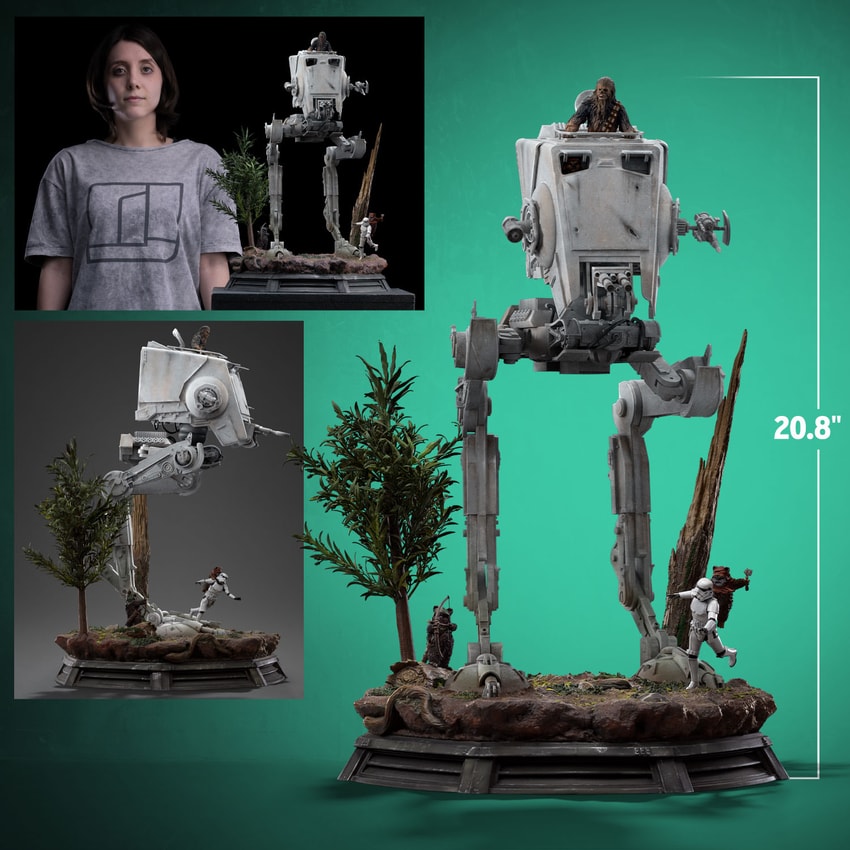 Star Wars AT-ST and Chewbacca Statues - Prototype Shown View 2