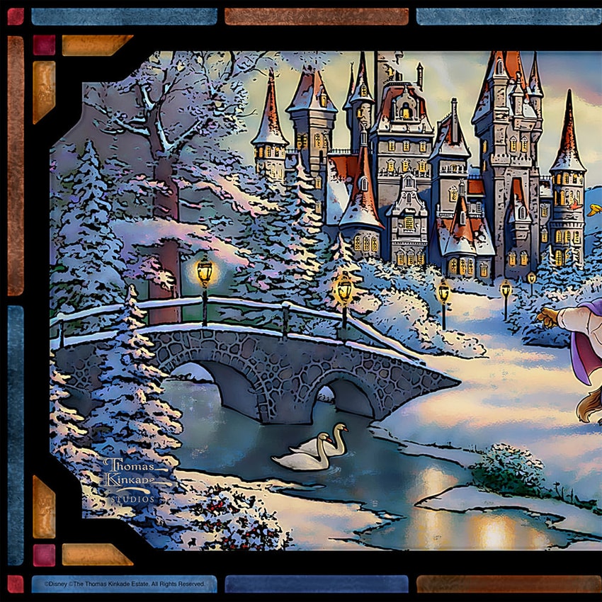 Beauty & The Beast's Winter Enchantment Stained Glass by Art