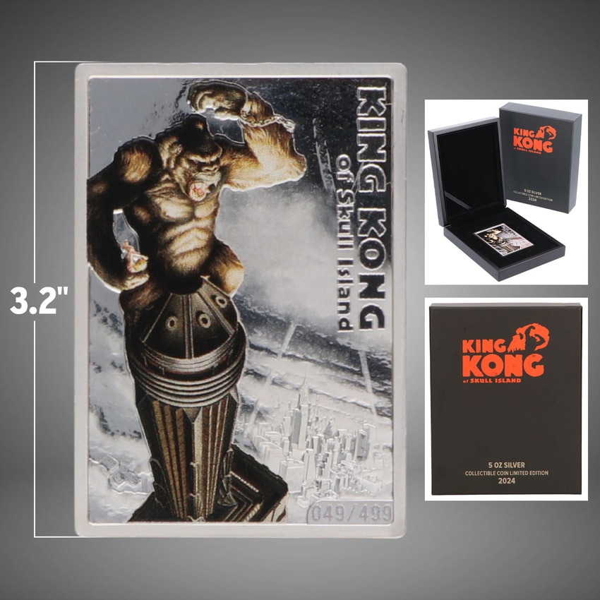 King Kong King Kong of Skull Island 5oz Silver Coin Silver Collectible - Prototype Shown View 2