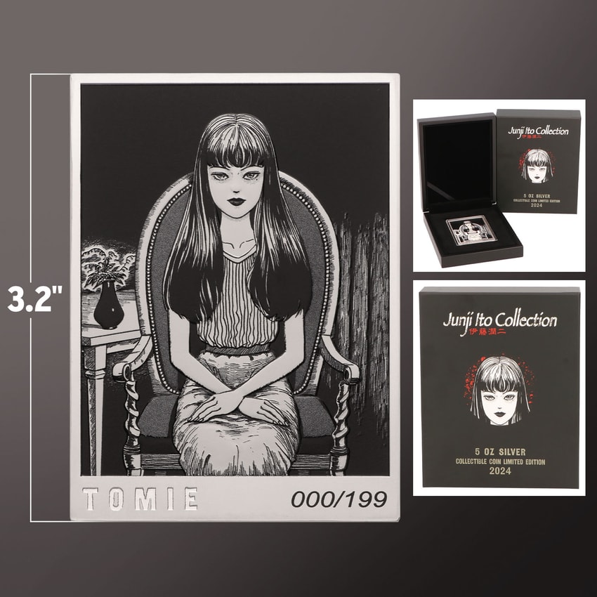 Junji Ito Tomie 5oz Silver Coin Silver Collectible - Prototype Shown View 2