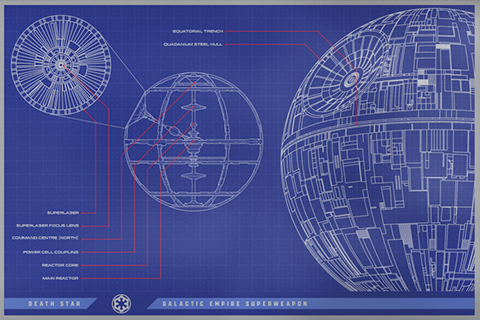 Star Wars Death Star™ Blueprint Foil Silver Collectible - Prototype Shown View 6