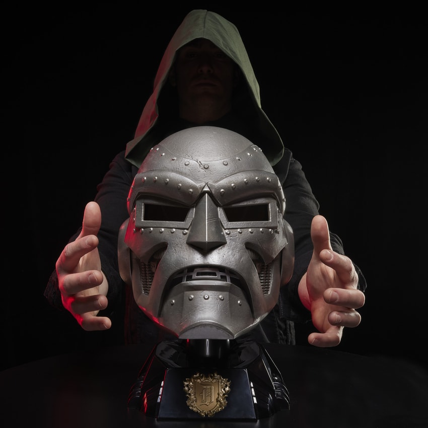 Marvel Doctor Doom Premium Roleplay Life-Size Helmet - Prototype Shown View 3