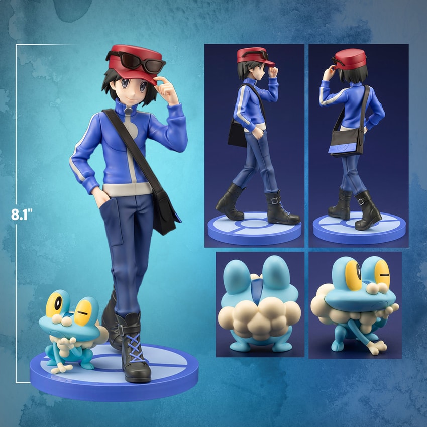 Pokémon Calem with Froakie Statues - Prototype Shown View 2