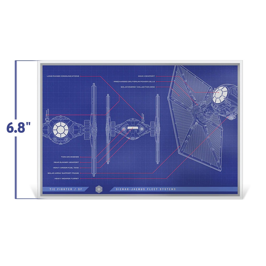 Star Wars TIE Fighter / SF™ Blueprint Silver Collectible - Prototype Shown View 2