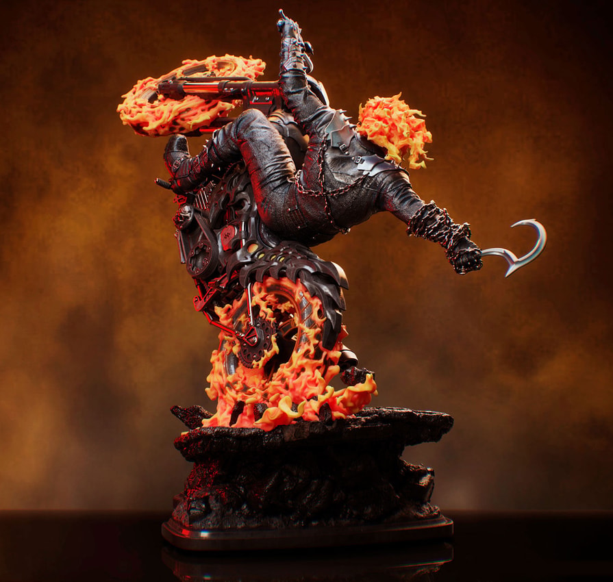 Marvel Ghost Rider (Variant Edition) 1:3 Scale Statue - Prototype Shown View 3