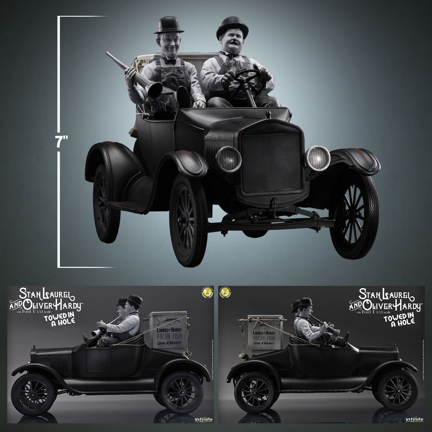 Stan Laurel & Oliver Hardy Stan Laurel & Oliver Hardy on Ford T Statues - Prototype Shown View 2