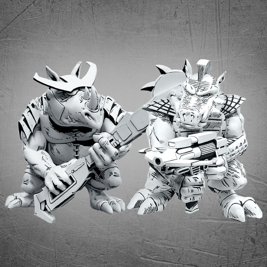 Teenage Mutant Ninja Turtles Bebop & Rocksteady (Black & White Edition) Vinyl Collectible - Prototype Shown View 1