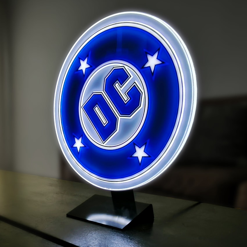DC Comics Vintage DC LED Logo Light (Circular) Wall Light - Prototype Shown View 3
